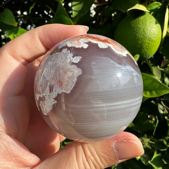 Flower Agate Sphere With Banding - Picture 6 of 10